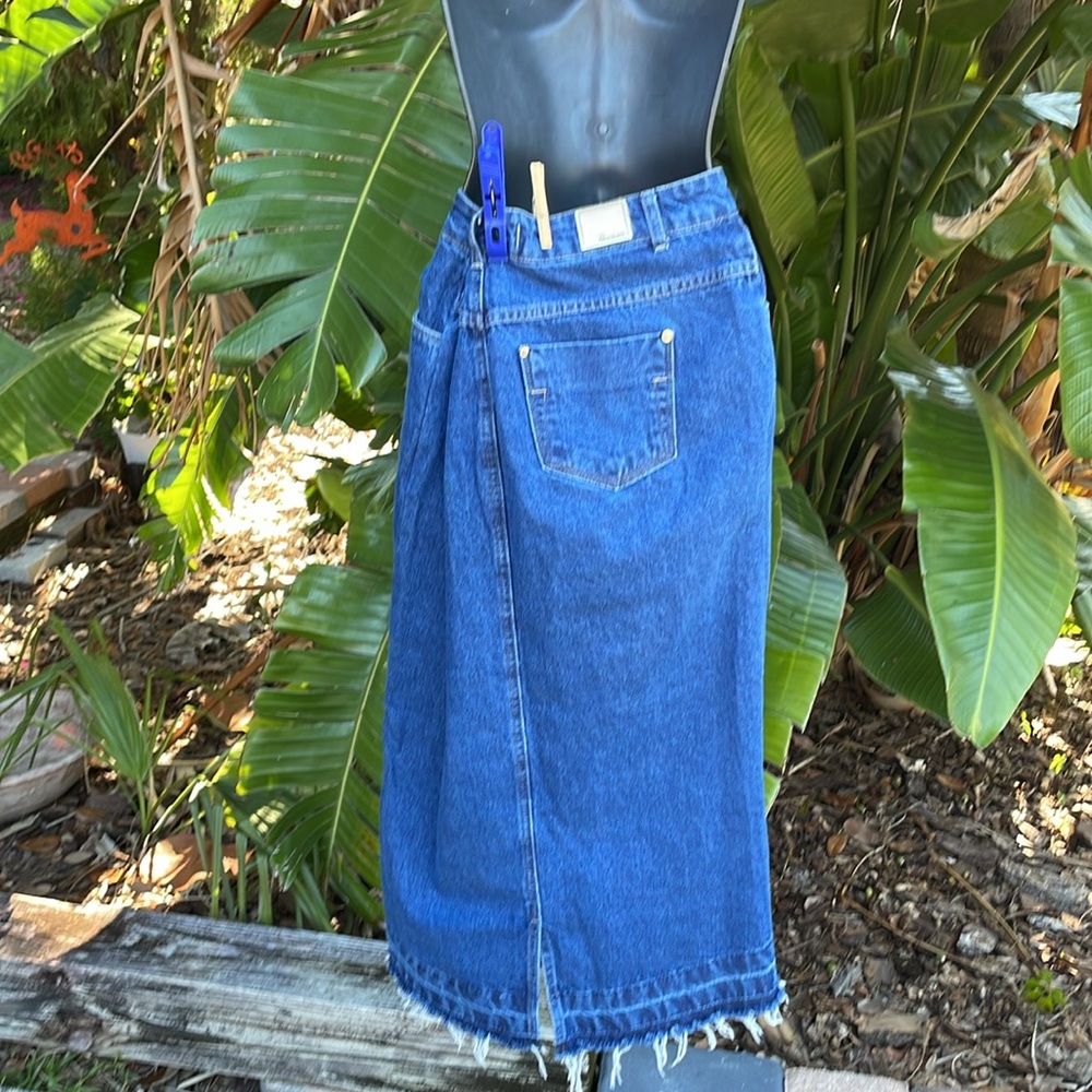 Titanium denim, pencil, asymmetric maxi skirt - Picture 5 of 10